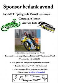 Sponsor avond Nick Vlaar : 31 Januari a.s